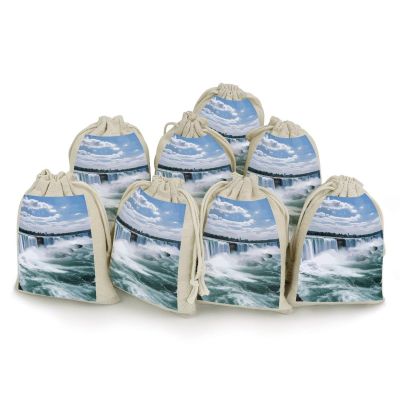 POTSCBVW 8-Pack Cotton Linen Drawstring Bags, Niagara Falls Gift Bags for Candy, Jewelry, Reusable Small Storage Bag for Home, Office, Travel & Daily Use