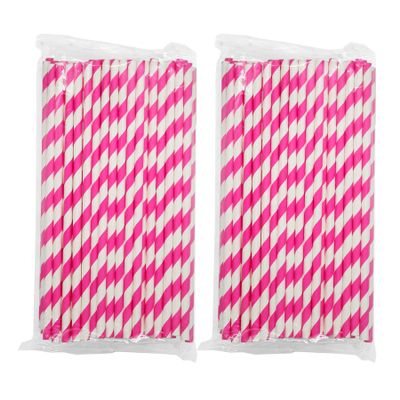 200PCS Striped Paper Straws,WINCUR Colorful Drinking Straws,Perfect for Juice,Birthday,Wedding,Christmas Party Decorations(Rose & White Stripe)