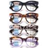 fadbon Progressive Multifocus Reading Glasses for Women,Blue Light Blocking Computer Readers with Spring Hinge(4 Pack Mix 3,4.0,x) view 1