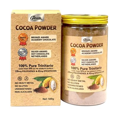 100% Pure Cocoa Powder Cocoa Rich Flavanols From Trinitario Cacao Beans, Natural, Non-Alkalized, Unsweetened Rich in Antioxidants for Energy, Mood & Heart Health Keto & Vegan Superfood Great for Smoothies, Baking, Chocolate (500 Gr)