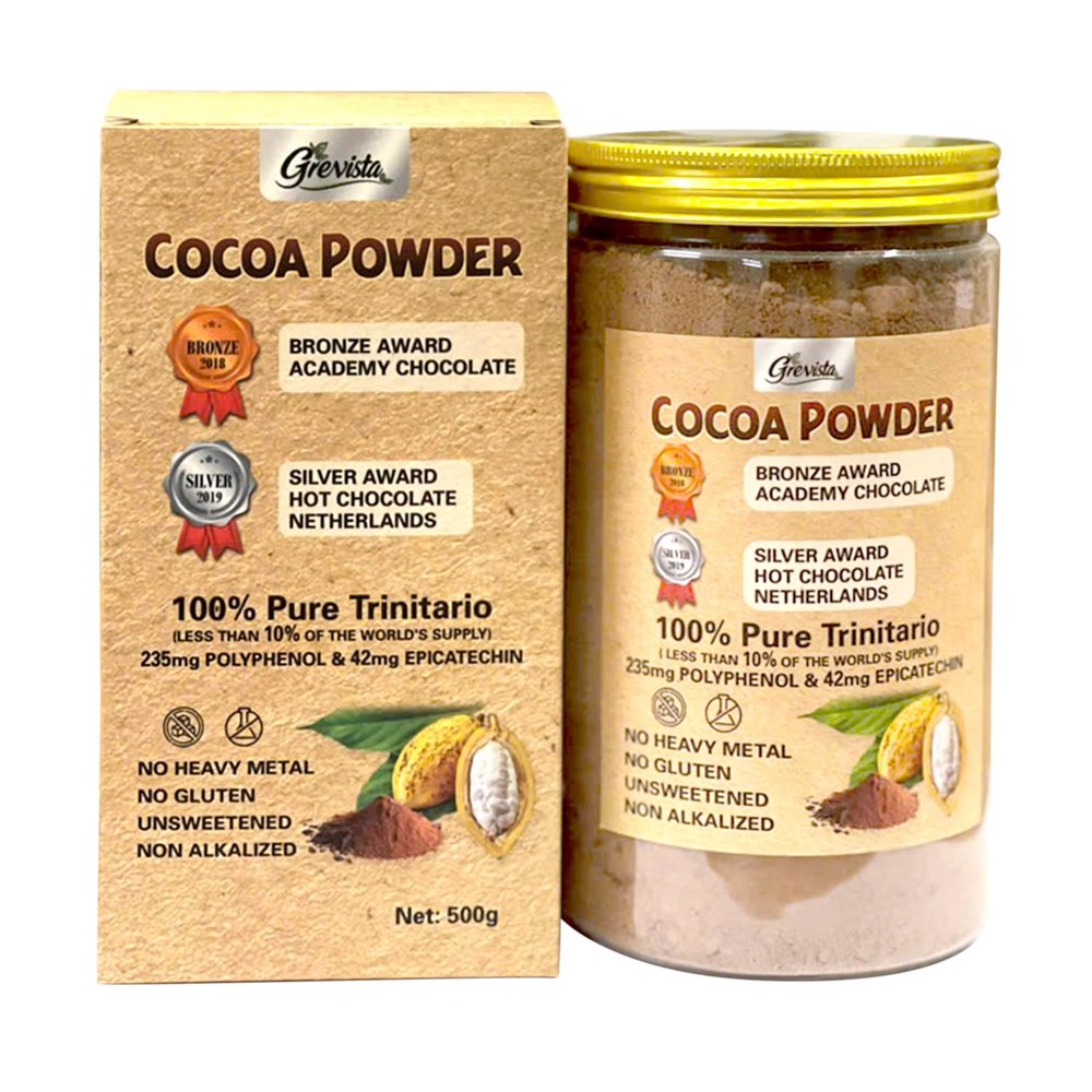 100% Pure Cocoa Powder Cocoa Rich Flavanols From Trinitario Cacao Beans, Natural, Non-Alkalized, Unsweetened Rich in Antioxidants for Energy, Mood & Heart Health Keto & Vegan Superfood Great for Smoothies, Baking, Chocolate (500 Gr)