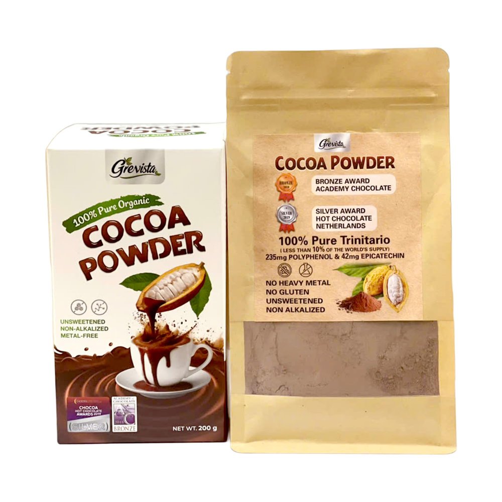 Grevista 100% Pure Cocoa Powder Unmistakably Premium Quality | Bronze & Silver Medal-Winning | High flavanol | Organic, Unsweetened, Non Alkalized, No Heavy Metal, cacao powder for coffee