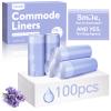 100 Pcs Bedside Commode Liners with Absorbent Pads, Tear-Free Leak-Proof Lavender Scented Commode Liners and Pads, Odor-Free Portable Toilet Liners & Potty Chair Bags for Disposable Adult, Bedpan view 1