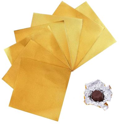 1000 PCS Bulk Gold Foil Candy Wrappers For Chocolate Bars & Caramels | Multicolor Textured Square Sheets For DIY Holiday, Christmas, Easter, Thanksgivin(Size:7.877.87in2020cm,Color:Smooth surface)