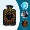 Golden Mandala Sun Face Hot Water Bottle with Cover, 2L PVC Hot Water Bag for Pain Relief, Hand Foot Warmer, Hot & Cold Therapy with Removable Cover, Gift for Women Kids Family view 3