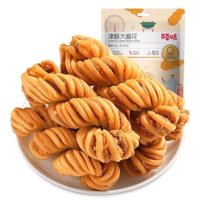 Brown sugar Ffried Dough Twists, Tianjin flavor Fried Dough Twists 120g, sesame pastry, traditional Chinese Dim sum, crisp biscuits,substitute breakfast bread,leisure snack (Tianjin flavor,2 bags)