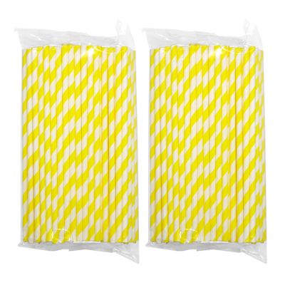 200PCS Striped Paper Straws,WINCUR Colorful Drinking Straws,Perfect for Juice,Birthday,Wedding,Christmas Party Decorations(Yellow & White Stripe)