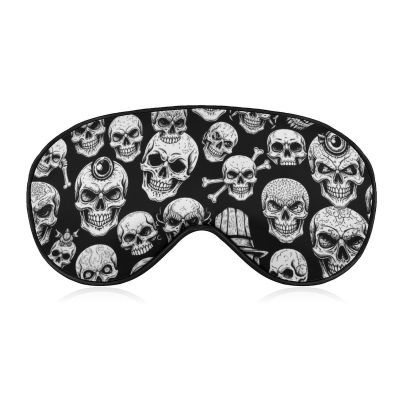 Pressure Free Sleeping Eye Mask Cool Black White Goth Skull for Women and Men Long Flight, Traveling, Business Trips, Napping, Home Rest, Daily Use