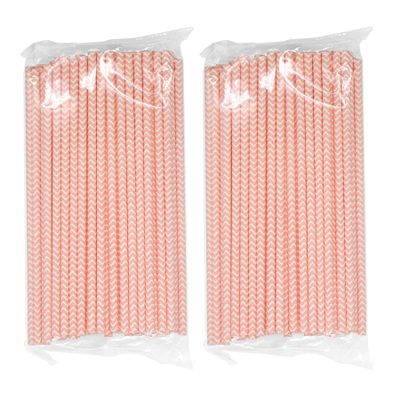 200PCS Striped Paper Straws,WINCUR Colorful Drinking Straws,Perfect for Juice,Birthday,Wedding,Christmas Party Decorations(Pink Wave Stripe)