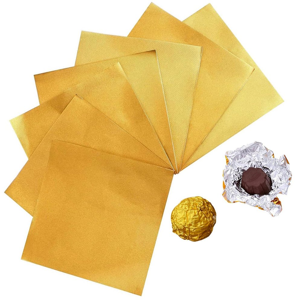 1000 Pcs Gold Foil Candy Wrappers, Food-Grade Chocolate Wrapping Papers In Various Sizes For Homemade Chocolates, Caramels, Holiday Gift Giving, Christm(Size:3.933.93in1010cm,Color:Smooth surface)
