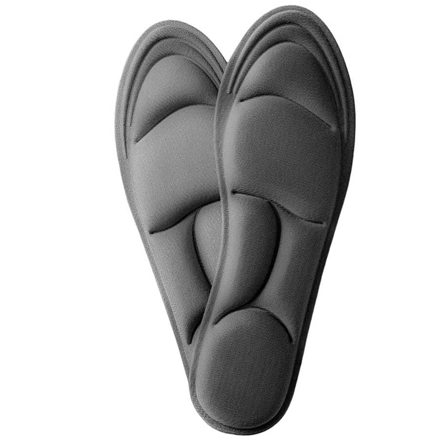 1 Pair 5D Memory Foam Shoe Insoles for Men and Women Soft Elastic Breathable Insoles for Comfort No Crease, Barefoot-Friendly Shoe Insoles (Gray, LUS M7-12)