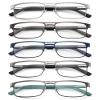 FEIVSN Metal Reading Glasses For Men, Blue Light Blocking Computer Readers Full Rim Rectangle Eyeglasses Spring Hinge, 5 Pack: Black/Brown/Blue/Green/Silver, +2.75 view 1