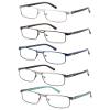 FEIVSN Metal Reading Glasses For Men, Blue Light Blocking Computer Readers Full Rim Rectangle Eyeglasses Spring Hinge, 5 Pack: Black/Brown/Blue/Green/Silver, +2.75 view 2