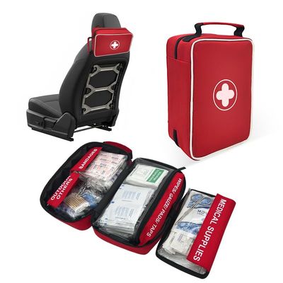 350 Piece Premium First Aid Kit - Large Emergency Medical Kit for Home, Car, Office, Camping, Hiking & Travel - Comprehensive First Aid Bag with Guide (Red)