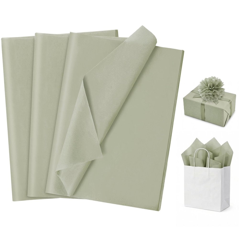 120 Sheets 20"X14" Sage Green Tissue Paper for Gift Bags Wrapping, Art Tissue Paper Bulk for Holiday Birthday Party Crafts Decoration (Sage Green)