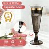 100 Pack Plastic Champagne Flutes Black, Disposable Plastic Champagne Glasses with Gold Rim, Wine Glasses Cups for Wedding Celebration Birthday Party Wine Tasting New Years Eve Party Supplies view 2