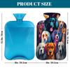 Cute Dogs Animal Painting Hot Water Bottle with Cover, 2L PVC Hot Water Bag for Pain Relief, Hand Foot Warmer, Hot & Cold Therapy with Removable Cover, Gift for Women Kids Family view 2