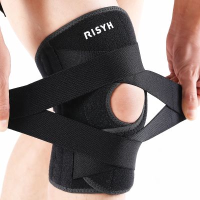 Risyh Knee Brace for Women & Men, Knee Support with Side Stabilizers, Adjustable V-Straps & Anti-Slip for Knee Pain Injuries Recovery, Meniscus Tear,ACL,MCL,Arthritis, Patella Stability