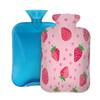 Strawberry Fruit Polka Dot Hot Water Bottle with Cover, 2L PVC Hot Water Bag for Pain Relief, Hand Foot Warmer, Hot & Cold Therapy with Removable Cover, Gift for Women Kids Family view 1