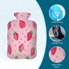 Strawberry Fruit Polka Dot Hot Water Bottle with Cover, 2L PVC Hot Water Bag for Pain Relief, Hand Foot Warmer, Hot & Cold Therapy with Removable Cover, Gift for Women Kids Family view 3