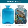 Vintage Sea Turtle Fish Hot Water Bottle with Cover, 2L PVC Hot Water Bag for Pain Relief, Hand Foot Warmer, Hot & Cold Therapy with Removable Cover, Gift for Women Kids Family view 2