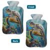 Vintage Sea Turtle Fish Hot Water Bottle with Cover, 2L PVC Hot Water Bag for Pain Relief, Hand Foot Warmer, Hot & Cold Therapy with Removable Cover, Gift for Women Kids Family view 4