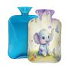 Lovely Elephant Birds Lavender Hot Water Bottle with Cover, 2L PVC Hot Water Bag for Pain Relief, Hand Foot Warmer, Hot & Cold Therapy with Removable Cover, Gift for Women Kids Family view 1