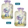 Lovely Elephant Birds Lavender Hot Water Bottle with Cover, 2L PVC Hot Water Bag for Pain Relief, Hand Foot Warmer, Hot & Cold Therapy with Removable Cover, Gift for Women Kids Family view 4