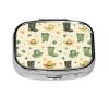 Cowboy Hat and Boots, Clover Pill Box Portable Square for Pocket Purse with 2 Compartments view 1