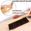Wooden Bench Brush with Soft Bristles 2 Pack Wide Table & Counter Dusting Brush for Cleaning Crumbs, Lint, Clothing, Furniture, Kitchen Surfaces & Workbenche view 2