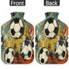 Watercolor Soccer Hot Water Bottle with Soft Cover, Retro Sport Football 2L Hot Water Bag for Pain Relief Menstrual Cramps Hand Feet Warmer Neck and Shoulder Hot and Cold Therapy view 4
