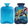 Ocean Turtle Hot Water Bottle with Soft Cover, Abstract Turtle 2L Hot Water Bag for Pain Relief Menstrual Cramps Hand Feet Warmer Neck and Shoulder Hot and Cold Therapy view 1