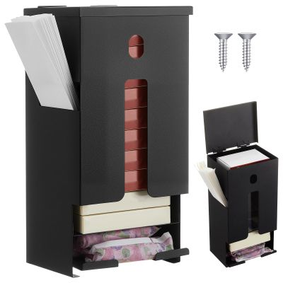 Otoolling Sanitary Napkin & Tampon Dispenser - Wall Mounted All-in-one with Waste Bag Compartment for Bathroom Provides Clean Odor-Free Restroom for Home Office Public Restrooms, Metal, Free Vending