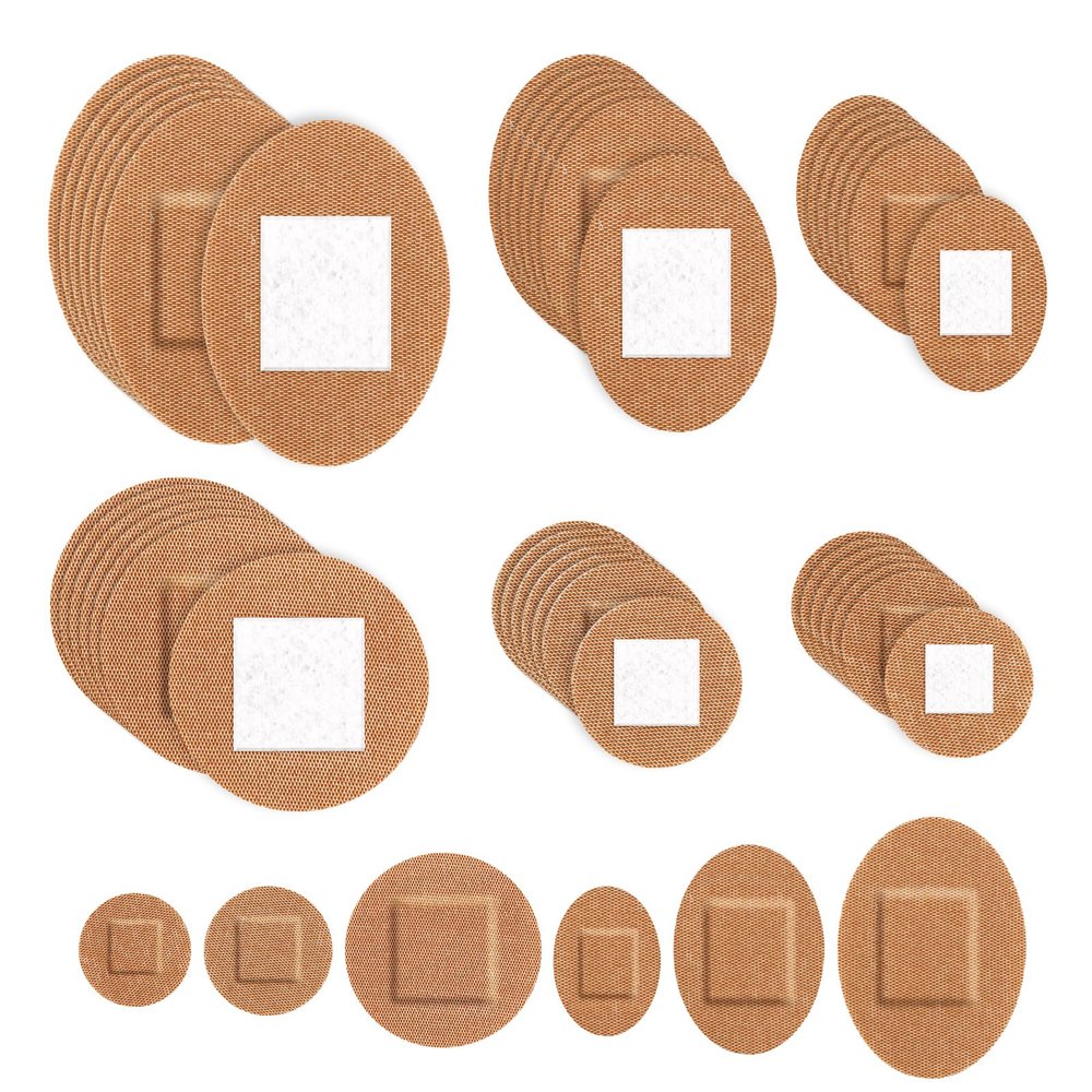 120pcs Round & Oval Bandages for Face, Elastic Fabric Flexible Adhesive Spot Small Dot Skin Friendly for Nose Hands & Delicate Wounds(6 Sizes)