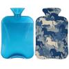 Blue Camouflage Horses Hot Water Bottle with Soft Cover, Navy Camo 2L Hot Water Bag for Pain Relief Menstrual Cramps Hand Feet Warmer Neck and Shoulder Hot and Cold Therapy view 1