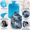 Blue Camouflage Horses Hot Water Bottle with Soft Cover, Navy Camo 2L Hot Water Bag for Pain Relief Menstrual Cramps Hand Feet Warmer Neck and Shoulder Hot and Cold Therapy view 3
