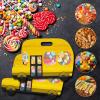 120Pcs Bulk Gift Bags for Kids with Handle,Yellow School Bus Goodie Bags, Plastic Resealable Treat Bags, Cute Stand-Up Bottom Snack Candy Bags for Birthday Party Favors Decorations, Back to School view 3