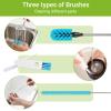 3-in-1 Bottle Brush, 15 Inches Long Handle Kitchen Water Bottle Brush, Stainless Steel Bottle Cleaner Brush with Straw Brush & Lid Brushe for Cleaning Wine Glasses,Coffee Mugs,Tumblers,Wine Decanters view 3