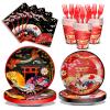 120 PCS Hibachi Party Decorations Tableware Set, Disposable Paper Plates Napkins Forks and Cups for Hibachi Japanese Party Decorations and Supplies, Serve 24 view 1