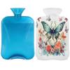 Butterfly Flower Hot Water Bottle with Soft Cover, Abstract Butterflies Pattern 2L Hot Water Bag for Pain Relief Menstrual Cramps Hand Feet Warmer Neck and Shoulder Hot and Cold Therapy view 1