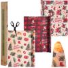 3 Rolls Reusable Beeswax Wraps for Food 13 x 40 Inches Bees Wax Wraps Reusable Food Storage Wrap Beeswax Paper Roll for Bread Sandwich Cheese Fruit Snacks(Santa) view 1