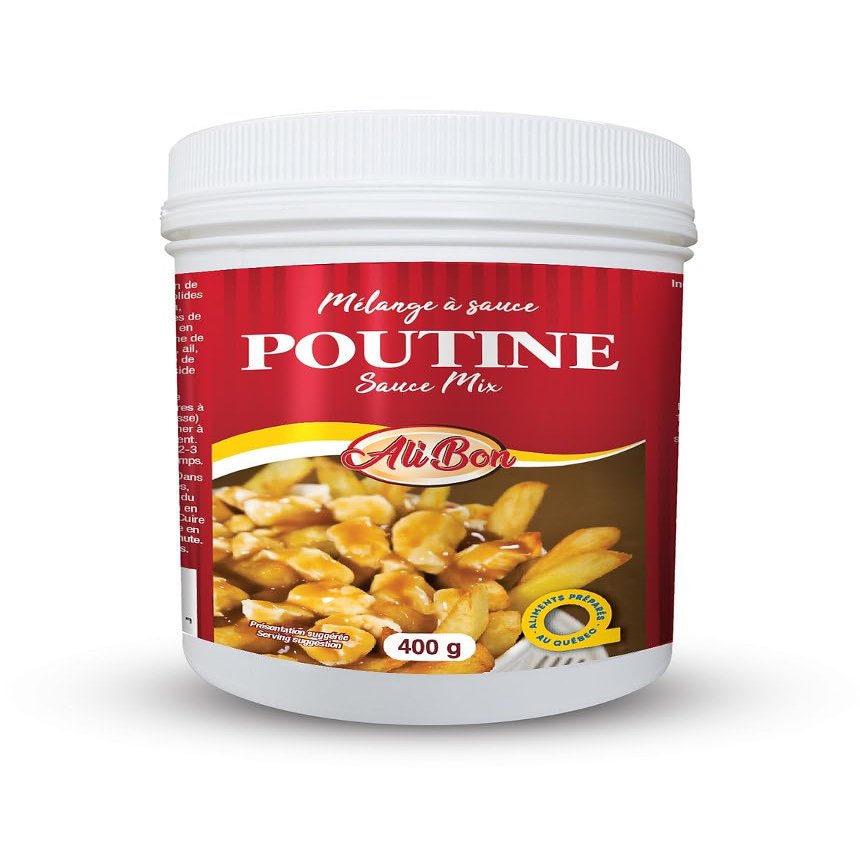 Ali-Bon Poutine Sauce Mix, Authentic Quebec Brown Gravy Powder, For Fries Cheese Curds Hot Sandwiches, Easy Preparation, 400 g Jar