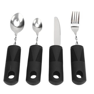 Adaptive Utensil Set, Easy Grip Non Slip Arthritis Aid Silverware Weighted Utensils Spoon Fork Knife for Hand Tremors Parkinsons