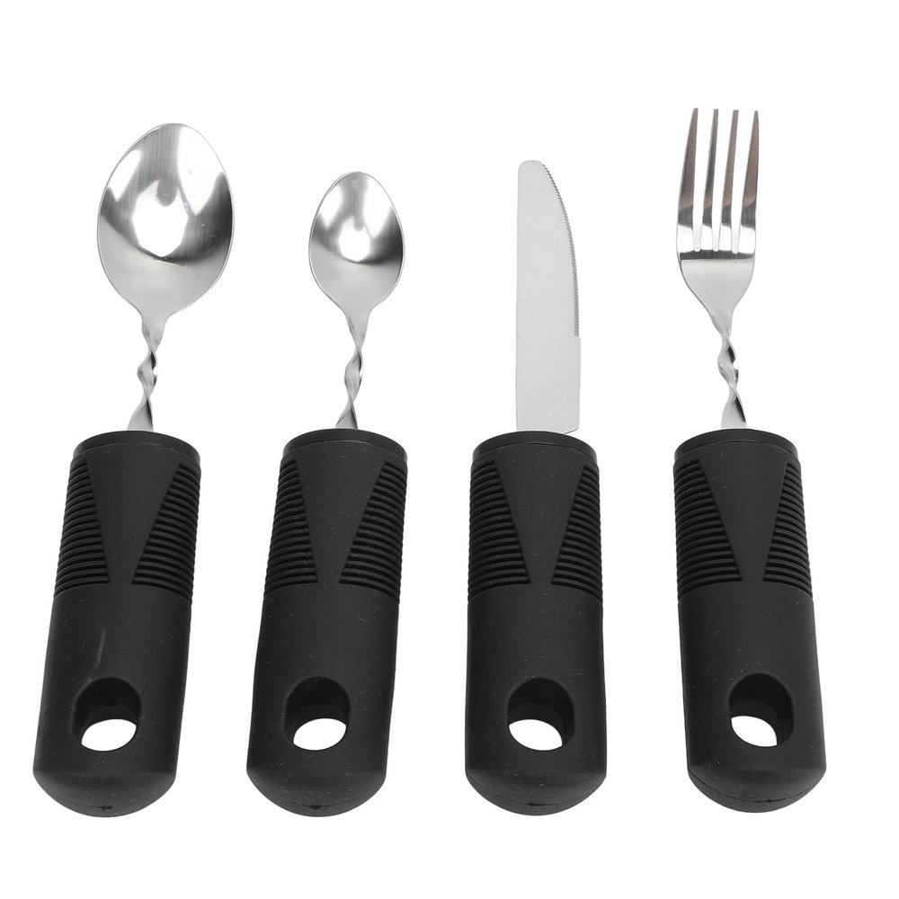 Adaptive Utensil Set, Easy Grip Non Slip Arthritis Aid Silverware Weighted Utensils Spoon Fork Knife for Hand Tremors Parkinsons