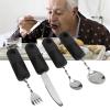 Adaptive Utensil Set, Easy Grip Non Slip Arthritis Aid Silverware Weighted Utensils Spoon Fork Knife for Hand Tremors Parkinsons view 4