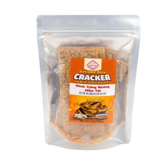 Chilli Rice Paper - Vietnamese Dried Spicy Rice Paper Snacks Banh Trang Ot, Dried Chili, Gluten - Free, Snack Size, Non GMO, Vegan (Cracker Garlic Fish)