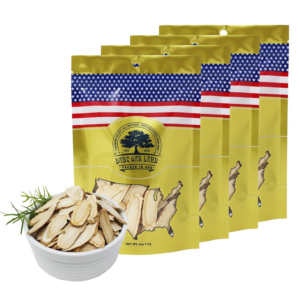 DABC OAK LAND 1 Pound American Ginseng Slices from Wisconsin, American Wisconsin Ginseng Slices Root Energy for Men Women Health Boosts Immunity, /, Larger Long Strip 4 Bag of 4 Ounces
