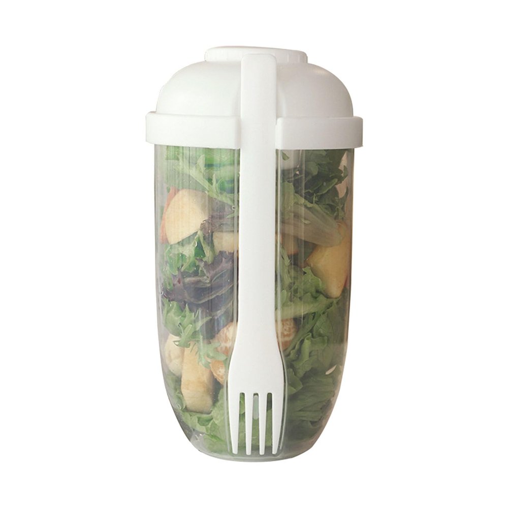 BTSEURY Salad Cup, 1000ml PP Portable Salad Container with Lid and Fork, for Travel Outdoor Exercise Office Students