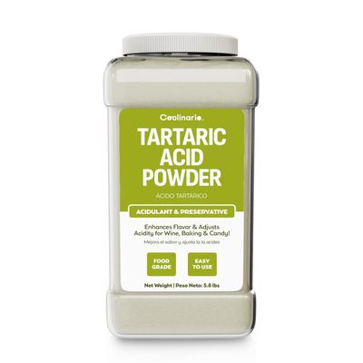 Coolinario Tartaric Acid Powder - 1 Gal (5.8 lbs) Food Grade Natural Acidulant for Wine, Baking & Candy | Enhances Flavor & Adjusts Acidity | Ideal for Cream of Tartar, Confections & pH Balancing