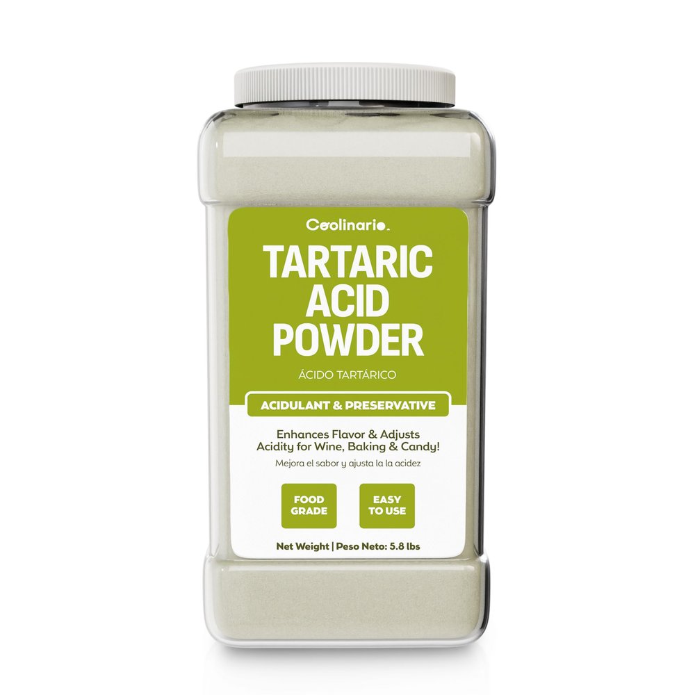 Coolinario Tartaric Acid Powder - 1 Gal (5.8 lbs) Food Grade Natural Acidulant for Wine, Baking & Candy | Enhances Flavor & Adjusts Acidity | Ideal for Cream of Tartar, Confections & pH Balancing
